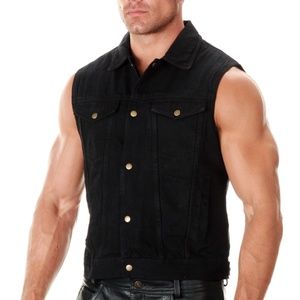 Xelement B285 Men's Black Denim Motorcycle Vest